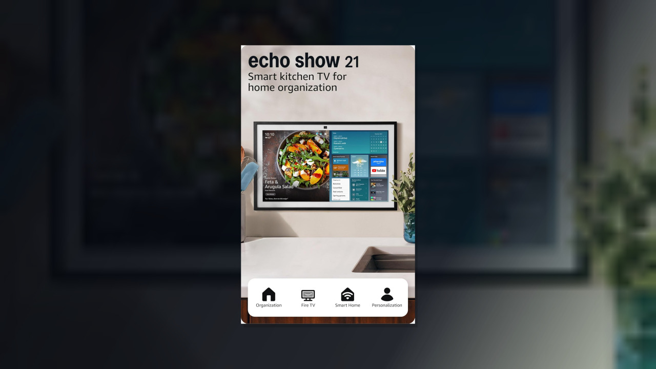 Amazon Echo Show 21 (newest model), Full HD 21" kitchen hub for home organization, with built-in Fire TV, Designed for Alexa+