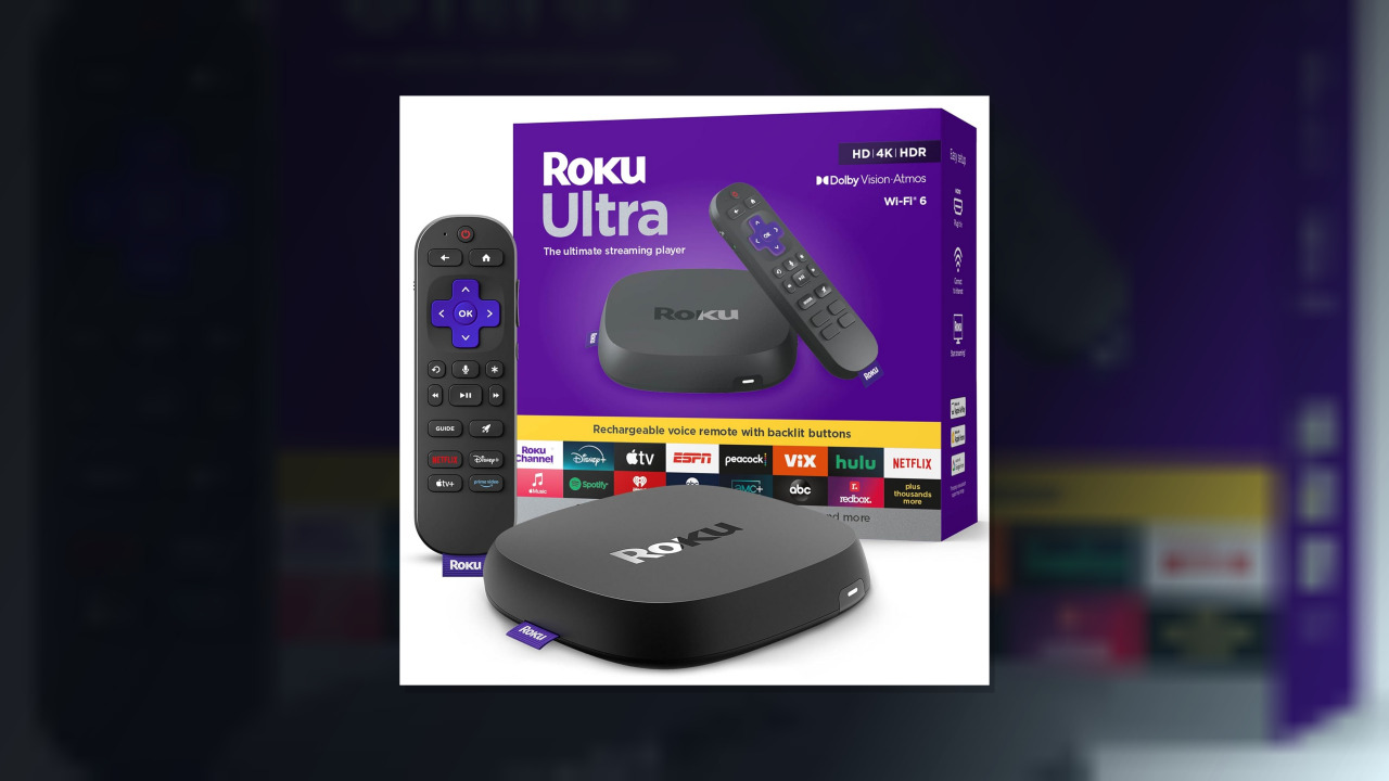 Roku Ultra - Ultimate Streaming Player - 4K Streaming Device for TV with HDR10+, Dolby Vision & Atmos - Bluetooth & Wi-Fi 6 - Rechargeable Voice Remote Pro with Backlit Buttons - Free & Live TV