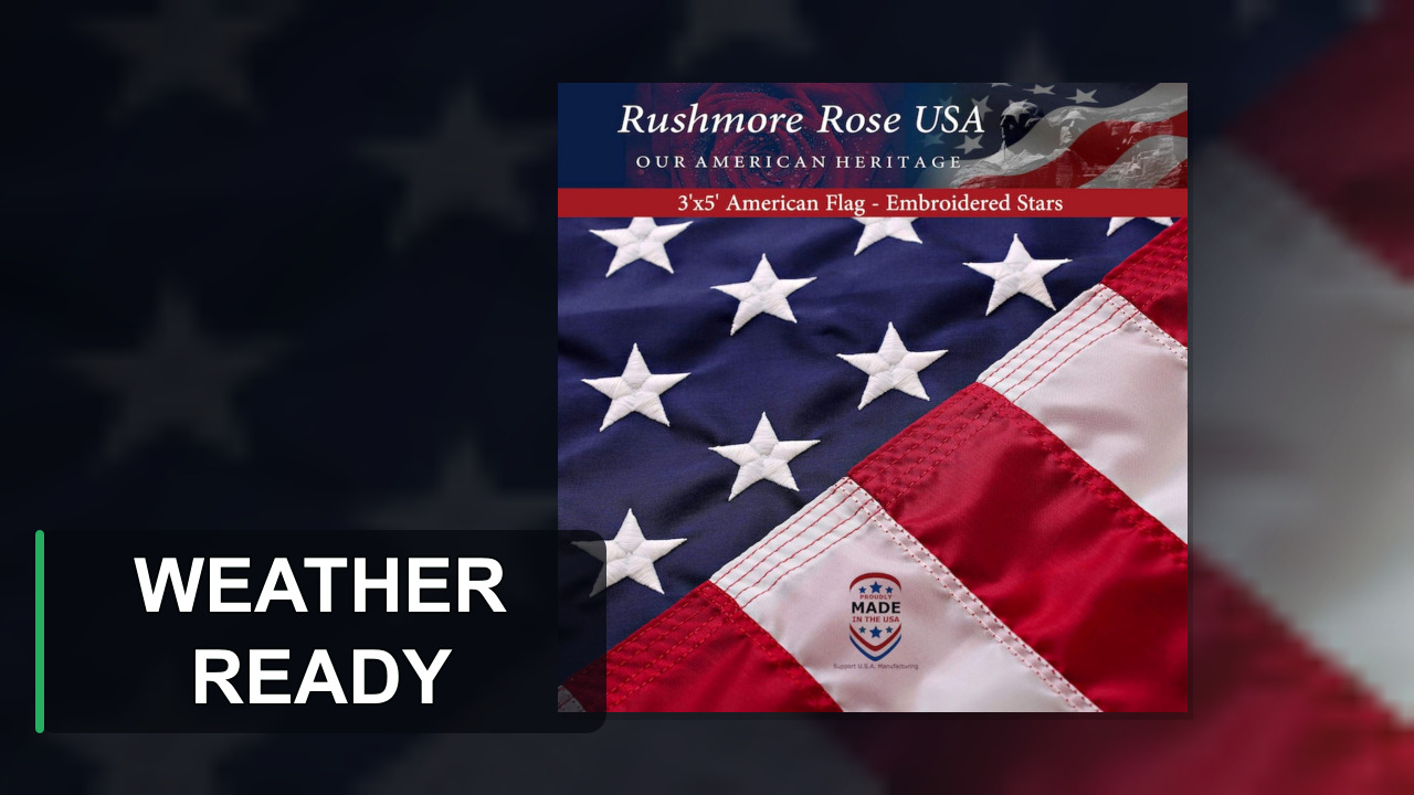 American Flag Made in USA | American Flags for Outside 3X5 | Premium US Flag 3X5 Heavy Duty Outdoor with Embroidered Stars and Sewn Stripes.