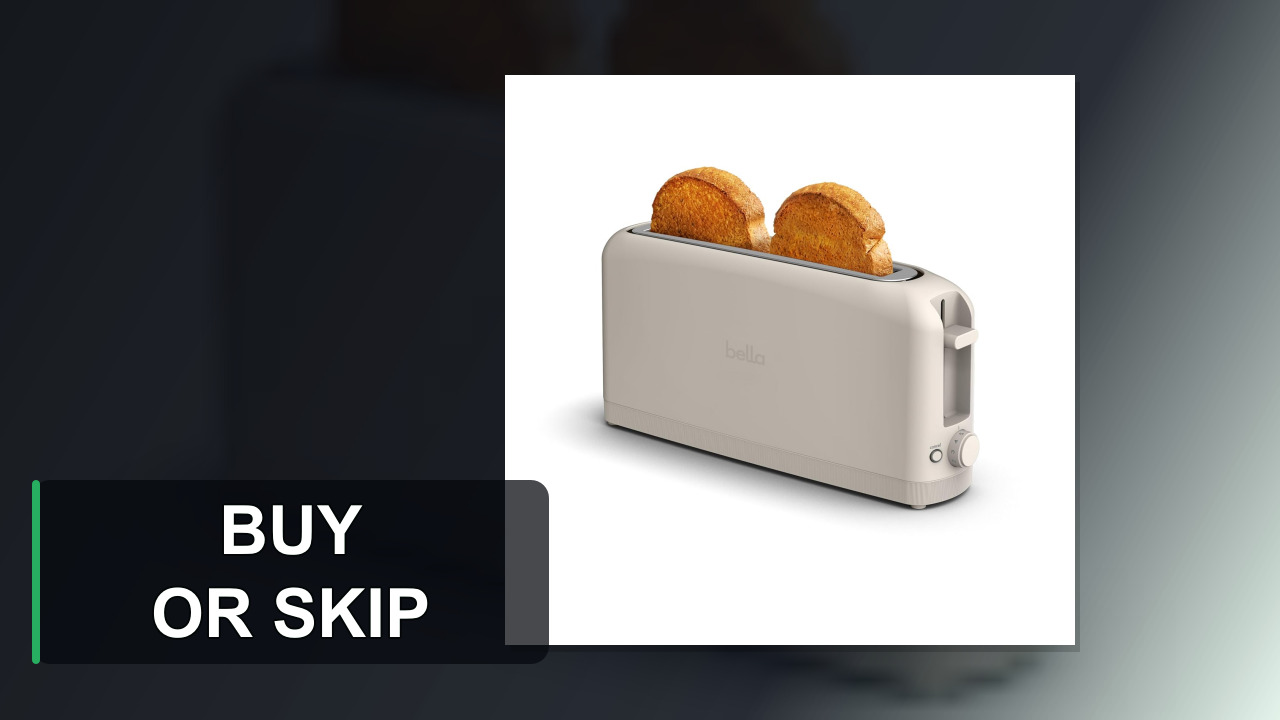 bella 2 Slice Slim Toaster, Fits-anywhere™ Kitchenware, 6 Setting Shade Control with Reheat & Cancel Buttons, Fits sourdough, 10” Long Slot, Anti Jam & Auto Shutoff, 900 Watt, Oatmilk