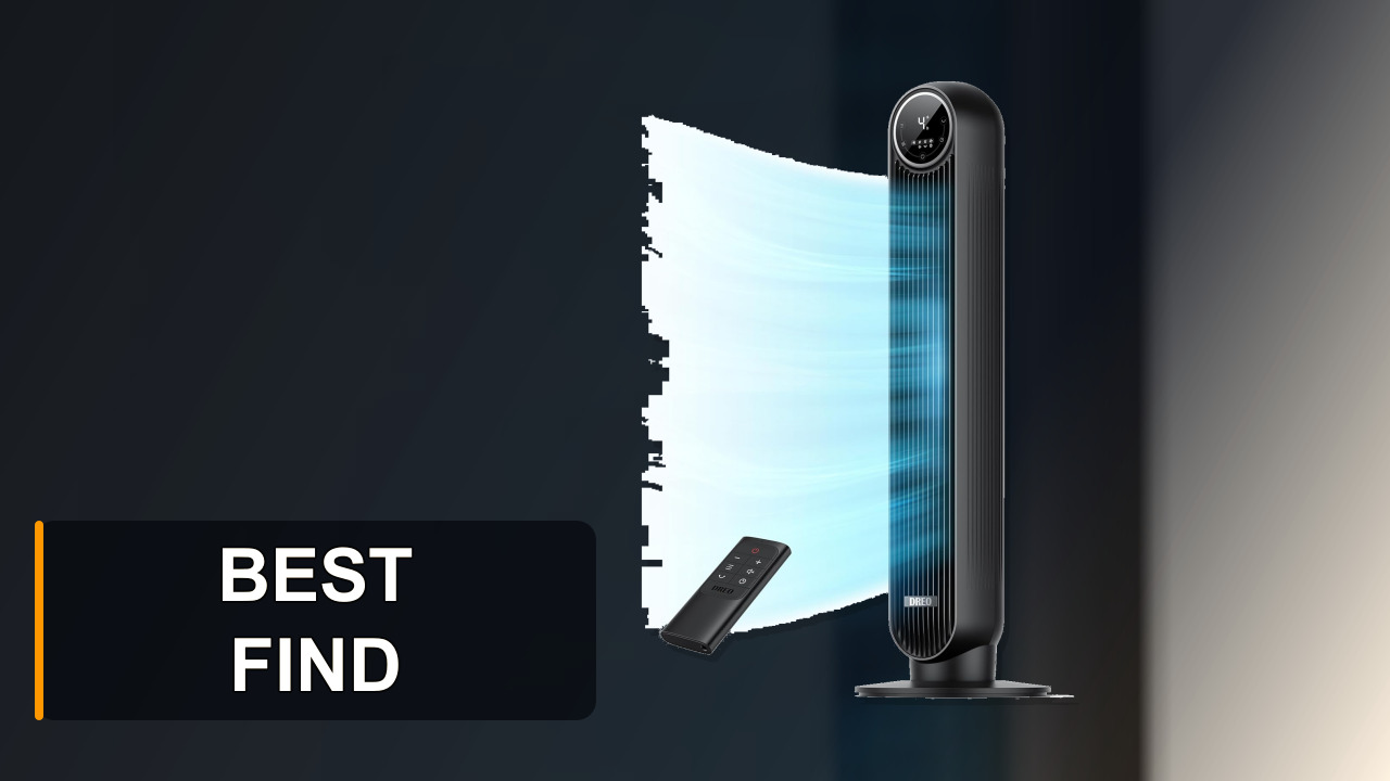 DREO Tower Fan for Bedroom, 2026 Upgraded DC Motor, 28ft/s High Velocity, 20dB Ultra Quiet Standing Fan, 8 Speeds 4 Modes, 90° Oscillating Bladeless Fan for Indoors, Floor Fans with Remote, Black