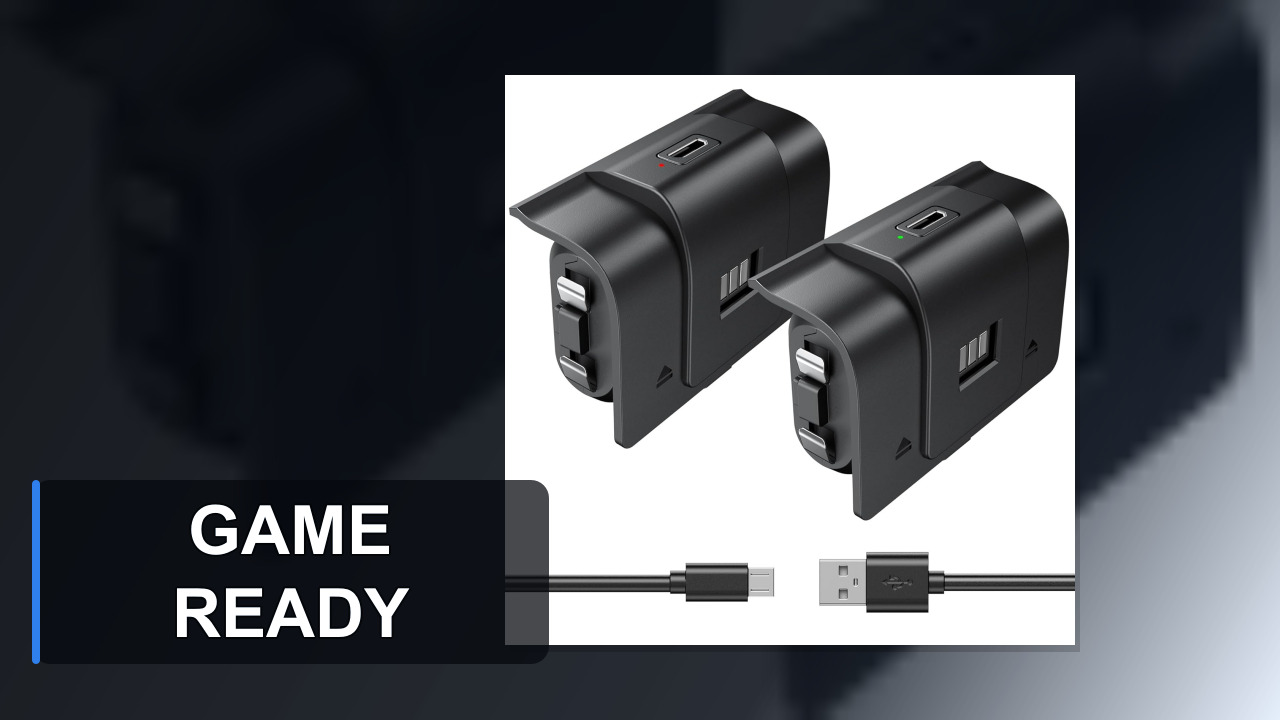 Xbox Controller Battery Pack 2-Pack, 40H Playtime 2.5H Fast Charge, Rechargeable Battery for Xbox Series X|S, Xbox One, Elite, Long Play & Charge Cable with 4 Covers